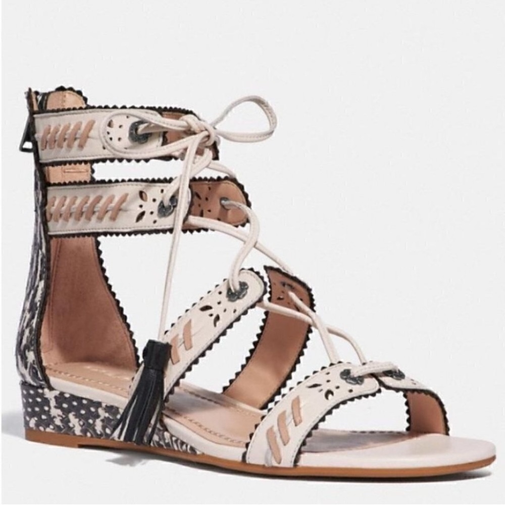 Coach via Demi wedge gladiator snakeskin sandal